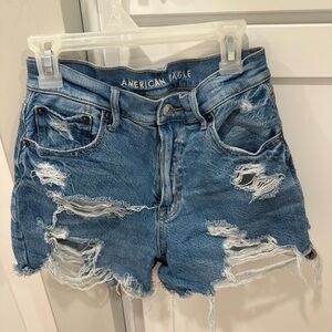 American Eagle Outfitters Women's Ripped Blue Jean Shorts